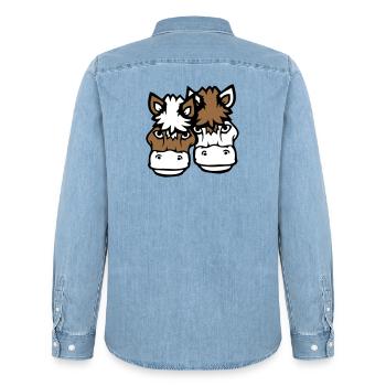 2 Chevaux Homme Femme Amoureux Amis Amour Équipe - Chemise en denim homme bio Stanley/Stella - bleu clair délavé - Dos - AI Model Male 185 light (185cm)