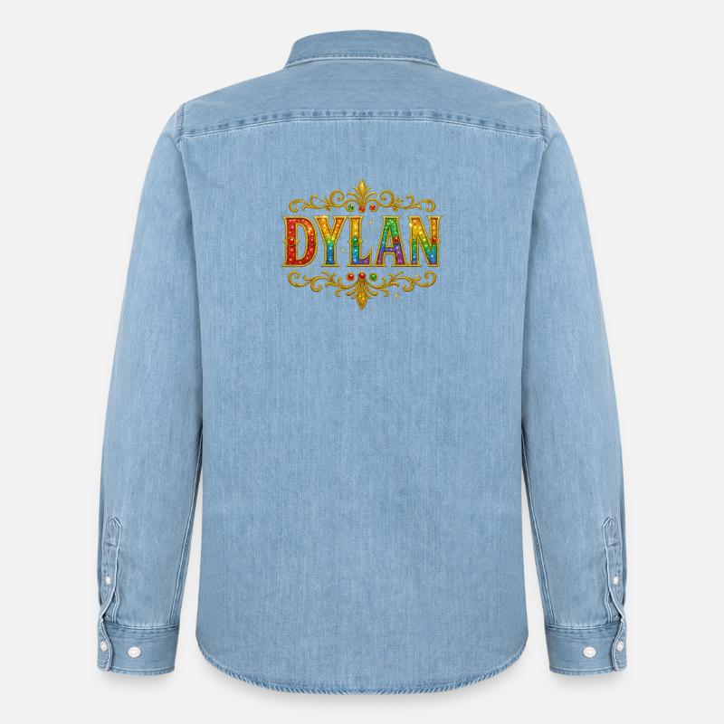 DYLAN Paillettes Glitter Oro - Camicia in denim uomo bio di Stanley/Stella - azzurro chiaro slavato