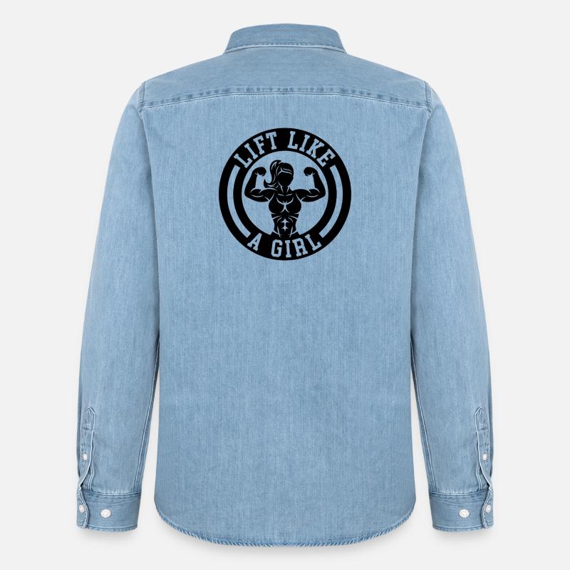 Heben Sie wie ein Mädchen - Männer Jeanshemd Organic von Stanley/Stella - verwaschenes Hellblau