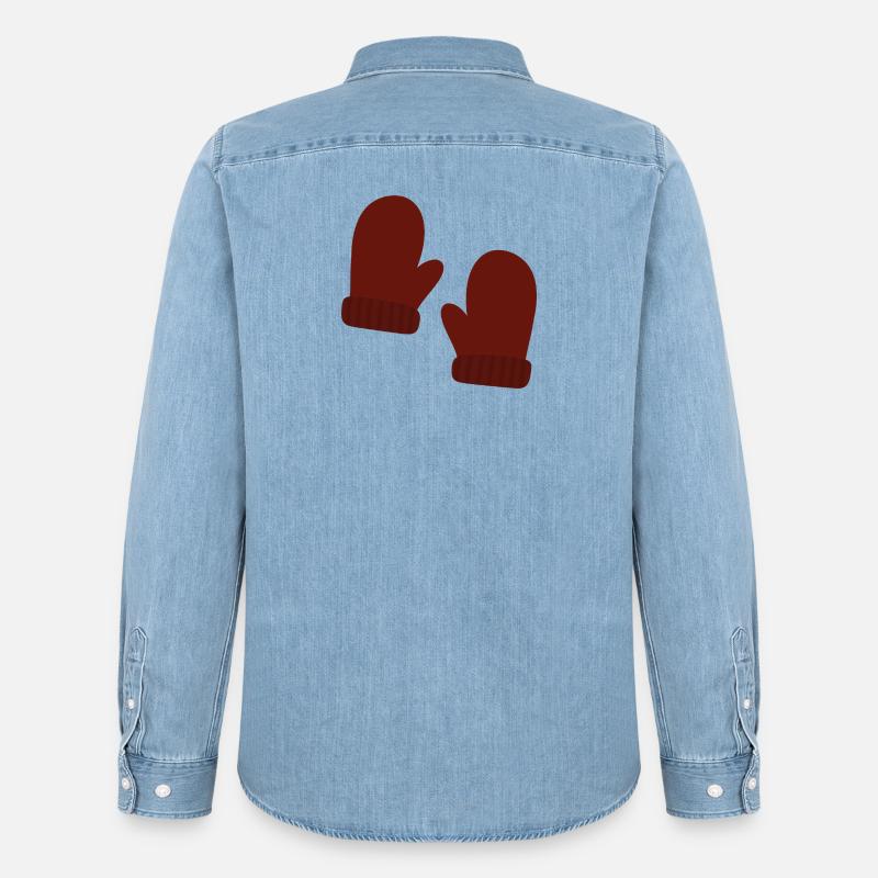 Illustration de mitaines d’hiver confortables - Chemise en denim homme bio Stanley/Stella - bleu clair délavé