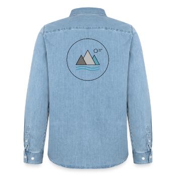 Bergsee Silhouette mit Wellen - Männer Jeanshemd Organic von Stanley/Stella - verwaschenes Hellblau - Hinten - AI Model Male 185 light (185cm)