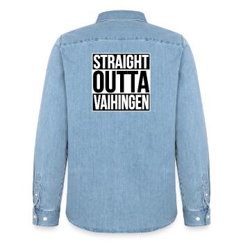 Tout droit sorti de Vaihingen - Chemise en denim homme bio Stanley/Stella - bleu clair délavé - Dos - AI Model Male 185 light (185cm)