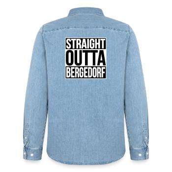 STRAIGHT OUTTA BERGEDORF HAMBURG - Männer Jeanshemd Organic von Stanley/Stella - verwaschenes Hellblau - Hinten - AI Model Male 185 light (185cm)