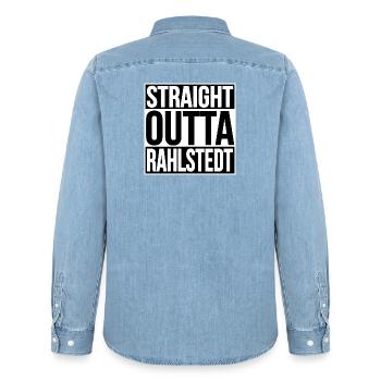 STRAIGHT OUTTA RAHLSTEDT HAMBURG - Männer Jeanshemd Organic von Stanley/Stella - verwaschenes Hellblau - Hinten - AI Model Male 185 light (185cm)
