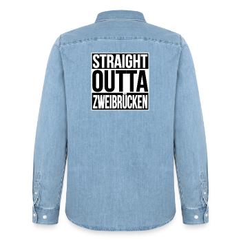 STRAIGHT OUTTA ZWEIBRÜCKEN - Männer Jeanshemd Organic von Stanley/Stella - verwaschenes Hellblau - Hinten - AI Model Male 185 light (185cm)