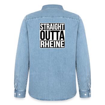 STRAIGHT OUTTA RHEINE - Männer Jeanshemd Organic von Stanley/Stella - verwaschenes Hellblau - Hinten - AI Model Male 185 light (185cm)