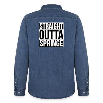 TOUT DROIT SORTI DE SPRINGE - Chemise en denim homme bio Stanley/Stella - bleu moyen délavé  - Dos - AI Model Male 185 light (185cm)