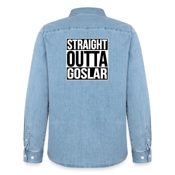 Straight Outta Goslar - Männer Jeanshemd Organic von Stanley/Stella - verwaschenes Hellblau - Hinten - AI Model Male 185 light (185cm)