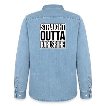 Straight Outta Karlsruhe - Männer Jeanshemd Organic von Stanley/Stella - verwaschenes Hellblau - Hinten - AI Model Male 185 light (185cm)