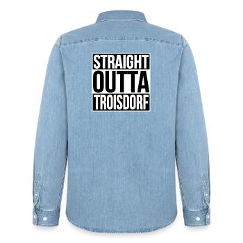 Rue Troisdorf TROISDORF - Chemise en denim homme bio Stanley/Stella - bleu clair délavé - Dos - AI Model Male 185 light (185cm)