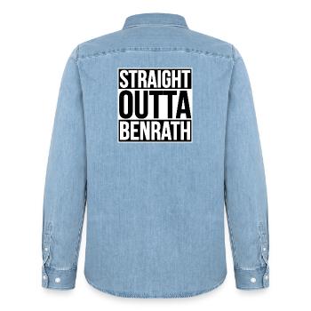 Straight Outta Benrath - Männer Jeanshemd Organic von Stanley/Stella - verwaschenes Hellblau - Hinten - AI Model Male 185 light (185cm)