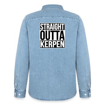 Straight Outta Kerpen - Männer Jeanshemd Organic von Stanley/Stella - verwaschenes Hellblau - Hinten - AI Model Male 185 light (185cm)