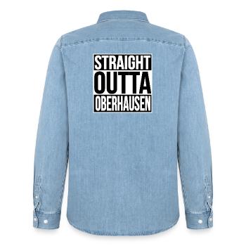 Straight Outta Oberhausen - Männer Jeanshemd Organic von Stanley/Stella - verwaschenes Hellblau - Hinten - AI Model Male 185 light (185cm)