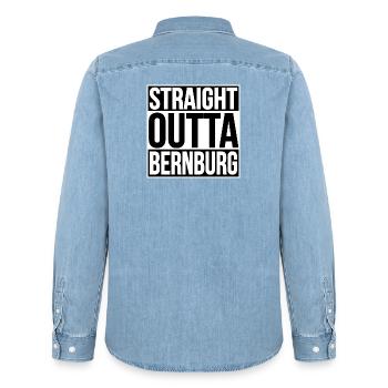Tout droit sorti de Bernburg - Chemise en denim homme bio Stanley/Stella - bleu clair délavé - Dos - AI Model Male 185 light (185cm)