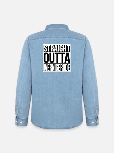 Wernigerode Street Motto - Männer Jeanshemd Organic von Stanley/Stella - verwaschenes Hellblau
