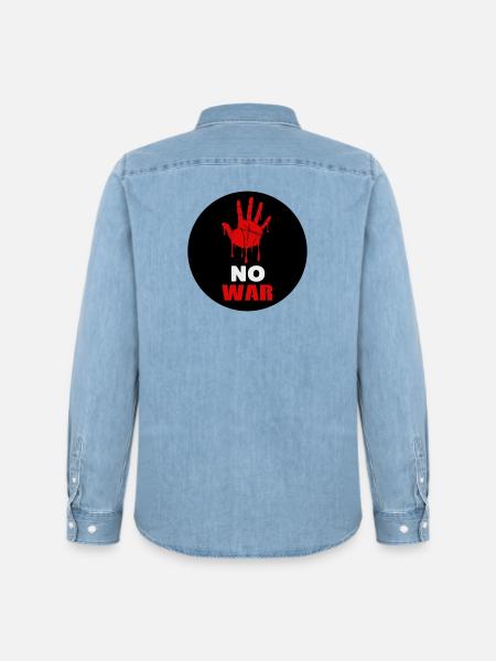 No War - Chemise en denim homme bio Stanley/Stella - bleu clair délavé