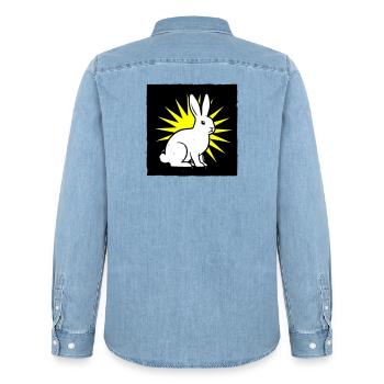 Cooler Hase im Punk Rock & Pop Art Stil - Männer Jeanshemd Organic von Stanley/Stella - verwaschenes Hellblau - Hinten - AI Model Male 185 light (185cm)