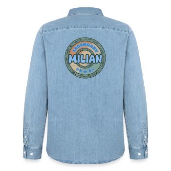 Milian comme idée de cadeau - Chemise en denim homme bio Stanley/Stella - bleu clair délavé - Dos - AI Model Male 185 light (185cm)