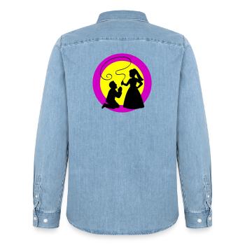 Bride and groom Wedding - Men’s Organic Denim Shirt by Stanley/Stella - light wash - Back - AI Model Male 185 light (185cm)