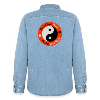 Protect Your Peace Mental Health Mindfulness - Men’s Organic Denim Shirt by Stanley/Stella - light wash - Back - AI Model Male 185 light (185cm)