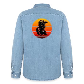 Déclaration pour tous les motocross - Chemise en denim homme bio Stanley/Stella - bleu clair délavé - Dos - AI Model Male 185 light (185cm)