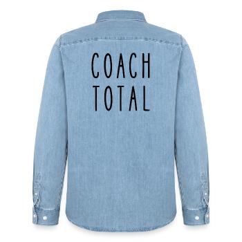 coach total - Chemise en denim homme bio Stanley/Stella - bleu clair délavé - Dos - AI Model Male 185 light (185cm)