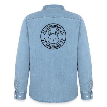Little Bunny Bunny Logo Baby Cute - Men’s Organic Denim Shirt by Stanley/Stella - light wash - Back - AI Model Male 185 light (185cm)