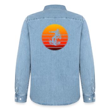Clear snowboard motif for every day - Men’s Organic Denim Shirt by Stanley/Stella - light wash - Back - AI Model Male 185 light (185cm)