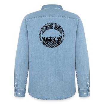 vibration positive - Chemise en denim homme bio Stanley/Stella - bleu clair délavé - Dos - AI Model Male 185 light (185cm)