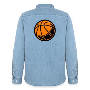 Basketball Ball - Männer Jeanshemd Organic von Stanley/Stella - verwaschenes Hellblau - Hinten - AI Model Male 185 light (185cm)