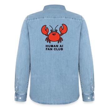 Human AI Fan Club - Männer Jeanshemd Organic von Stanley/Stella - verwaschenes Hellblau - Hinten - AI Model Male 185 light (185cm)