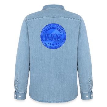 Geschenk für Ilias - Männer Jeanshemd Organic von Stanley/Stella - verwaschenes Hellblau - Hinten - AI Model Male 185 light (185cm)
