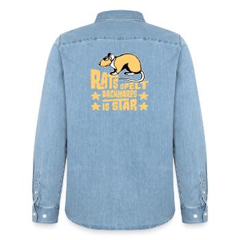 Rats Spelt Backwards Is Star Lustiger Ratte Spruch - Männer Jeanshemd Organic von Stanley/Stella - verwaschenes Hellblau - Hinten - AI Model Male 185 light (185cm)