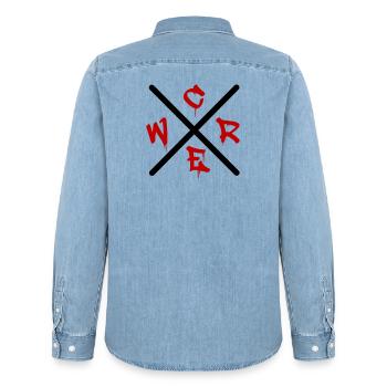 Graffiti GREW - Men’s Organic Denim Shirt by Stanley/Stella - light wash - Back - AI Model Male 185 light (185cm)