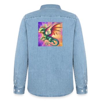 dragon - Chemise en denim homme bio Stanley/Stella - bleu clair délavé - Dos - AI Model Male 185 light (185cm)