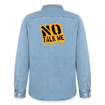 No Talk Me Lustig Antisozial Introvertiert Spruch - Männer Jeanshemd Organic von Stanley/Stella - verwaschenes Hellblau - Hinten - AI Model Male 185 light (185cm)