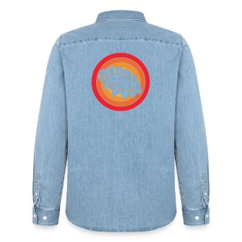 Microbiology Biology Biological Science - Men’s Organic Denim Shirt by Stanley/Stella - light wash - Back - AI Model Male 185 light (185cm)