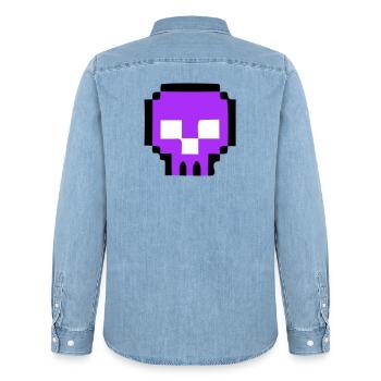Fin du jeu de Pixel Skull - Chemise en denim homme bio Stanley/Stella - bleu clair délavé - Dos - AI Model Male 185 light (185cm)