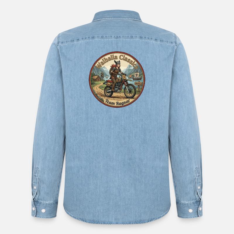 Walhalla Classics - Team Ragnar - Männer Jeanshemd Organic von Stanley/Stella - verwaschenes Hellblau