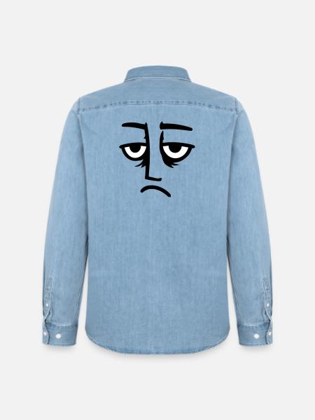 Grumpy sad disappointed face funny - Men’s Organic Denim Shirt by Stanley/Stella - light wash