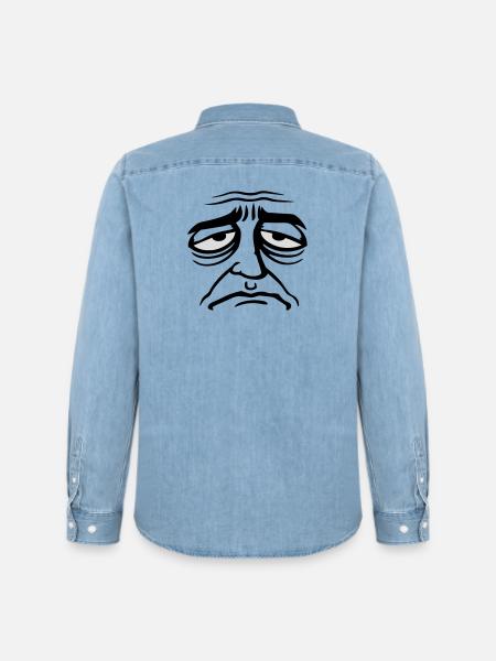 Grumpy sad disappointed face funny - Men’s Organic Denim Shirt by Stanley/Stella - light wash