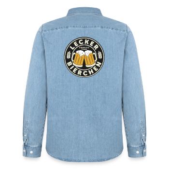 Lecker Bierchen trinken shirt JGA - Männer Jeanshemd Organic von Stanley/Stella - verwaschenes Hellblau - Hinten - AI Model Male 185 light (185cm)