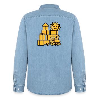 Jouets ferroviaires Blocs de construction - Chemise en denim homme bio Stanley/Stella - bleu clair délavé - Dos - AI Model Male 185 light (185cm)