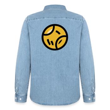 Tennis Ball Dog Toy Dog Sport Play - Men’s Organic Denim Shirt by Stanley/Stella - light wash - Back - AI Model Male 185 light (185cm)