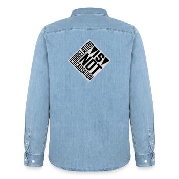 Correlation Is Not Causation Nerd Science - Men’s Organic Denim Shirt by Stanley/Stella - light wash - Back - AI Model Male 185 light (185cm)