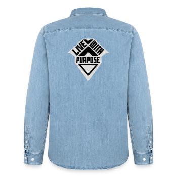 Vivre avec un but motivation sensée Mentalité dire - Chemise en denim homme bio Stanley/Stella - bleu clair délavé - Dos - AI Model Male 185 light (185cm)