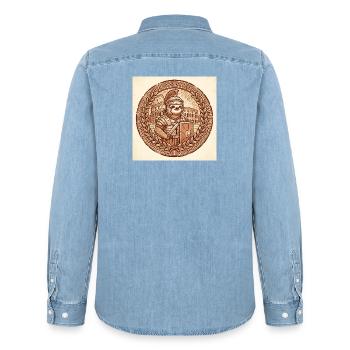 Lustiges Faultier Römer Gladiator Im Kolosseum - Männer Jeanshemd Organic von Stanley/Stella - verwaschenes Hellblau - Hinten - AI Model Male 185 light (185cm)