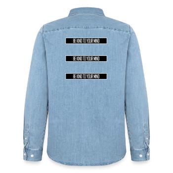 Be Kind To Your Mind Lustig Psychisch Gesund Logo - Männer Jeanshemd Organic von Stanley/Stella - verwaschenes Hellblau - Hinten - AI Model Male 185 light (185cm)