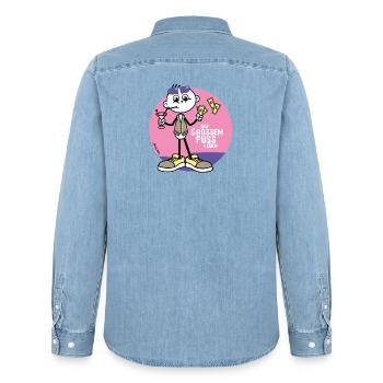Auf großem Fuß leben. Reichtum, Geld, Millionär. - Männer Jeanshemd Organic von Stanley/Stella - verwaschenes Hellblau - Hinten - AI Model Male 185 light (185cm)