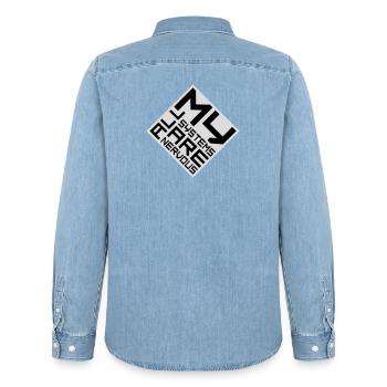 Tous mes systèmes sont nerveux, peur drôle, logo de nerd - Chemise en denim homme bio Stanley/Stella - bleu clair délavé - Dos - AI Model Male 185 light (185cm)
